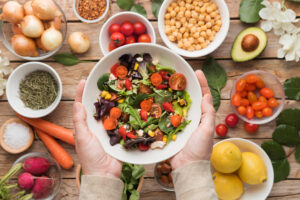 top view ingredients veggies salad